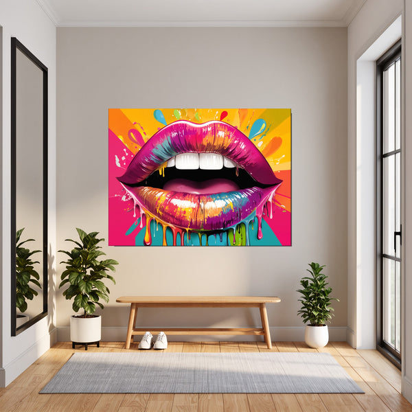 Leinwandbild Bunte Lippen B-00014 fuer Flur und Eingang dunkelanthrazit Querformat