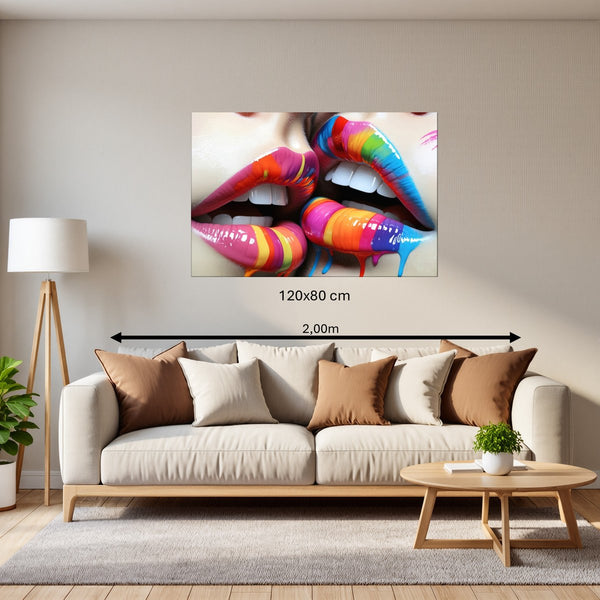 Leinwandbild Bunte Lippenkunst B-00028 120x80 cm Querformat