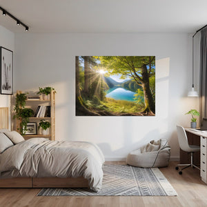 Leinwandbild Friedliche Naturansicht fuer Jugendzimmer gruen Querformat