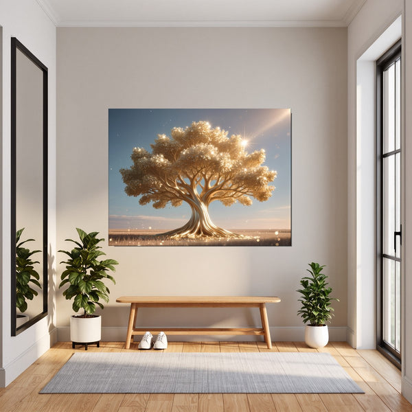Leinwandbild Glänzender Baum in der Natur fuer Flur und Eingang dunkelanthrazit Querformat