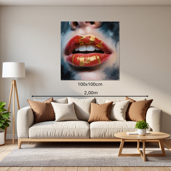 Leinwandbild Goldene Lippenpracht B-00013100x100 cm Quadrat