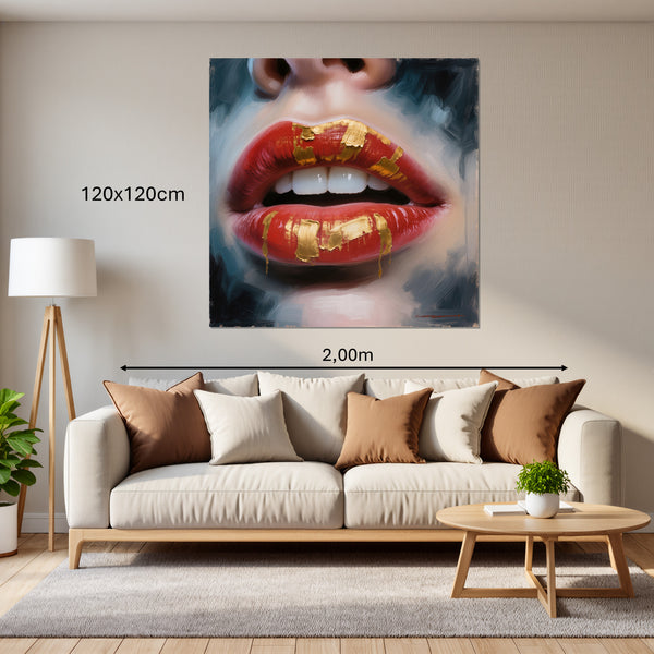 Leinwandbild Goldene Lippenpracht B-00013120x120 cm Quadrat