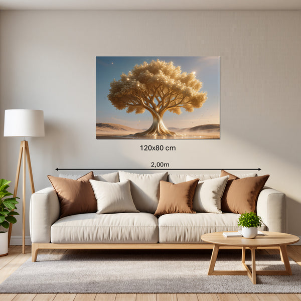 Leinwandbild Goldener Baum in der Natur120x80 cm Querformat