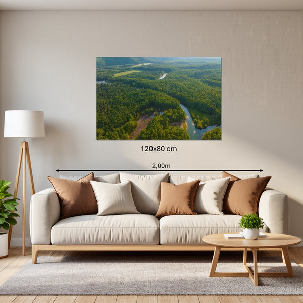 Leinwandbild Grüne Landschaft mit Fluss120x80 cm Querformat