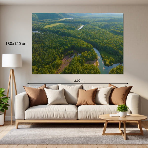 Leinwandbild Grüne Landschaft mit Fluss180x120 cm Querformat