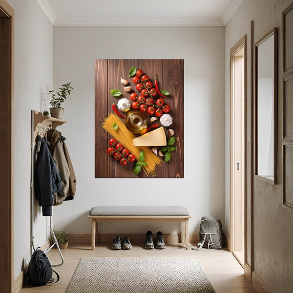 Leinwandbild Kulinarische Harmonie fuer Flur und Eingang dunkelanthrazit Hochformat