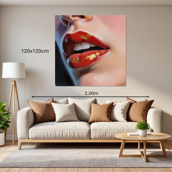 Leinwandbild Kunstvolle Lippen120x120 cm Quadrat