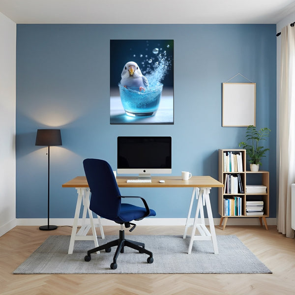 Leinwandbild Lebendige Freiheit fuer Buero und Arbeitszimmer blau Hochformat
