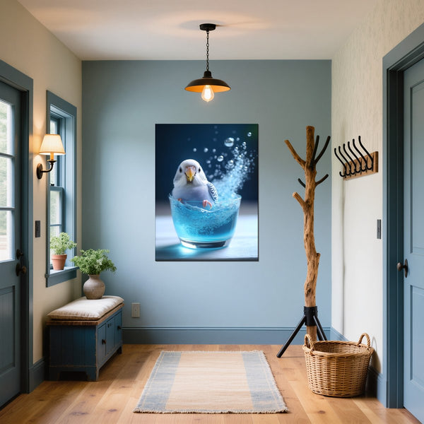 Leinwandbild Lebendige Freiheit fuer Flur und Eingang blau Hochformat