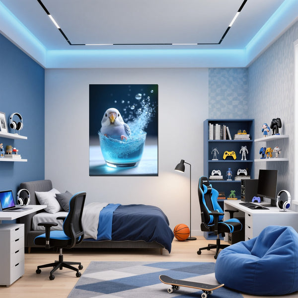 Leinwandbild Lebendige Freiheit fuer Jugendzimmer blau Hochformat