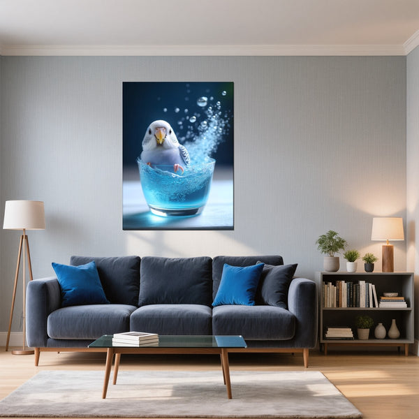 Leinwandbild Lebendige Freiheit fuer Wohnzimmer blau Hochformat