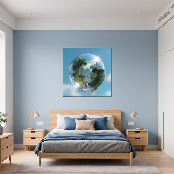 Leinwandbild Magische Natur in einer Seifenblase fuer Schlafzimmer blau Quadrat