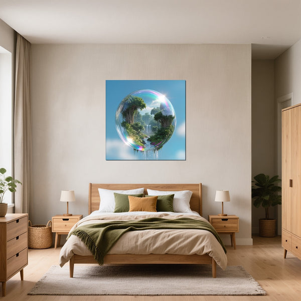 Leinwandbild Magische Natur in einer Seifenblase fuer Schlafzimmer gruen Quadrat