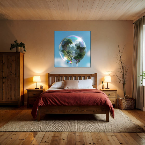 Leinwandbild Magische Natur in einer Seifenblase fuer Schlafzimmer warmeFarben Quadrat