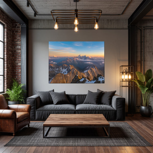 Leinwandbild Majestätische Berglandschaft fuer Wohnzimmer dunkelanthrazit Querformat