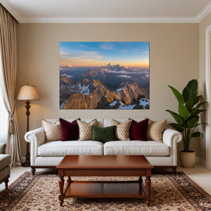 Leinwandbild Majestätische Berglandschaft fuer Wohnzimmer warmeFarben Querformat