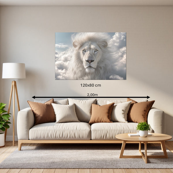 Leinwandbild Majestätischer Löwe im Himmel 120x80 cm Querformat