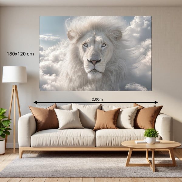 Leinwandbild Majestätischer Löwe im Himmel 180x120 cm Querformat