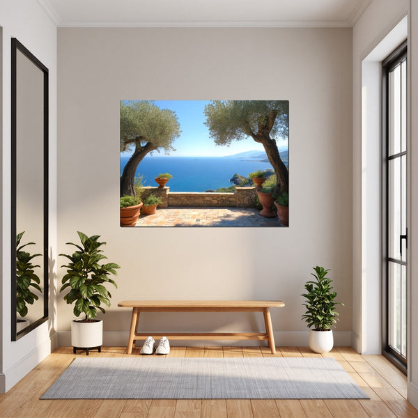 Leinwandbild Mediterrane Aussicht fuer Flur und Eingang grauoderbeige Querformat