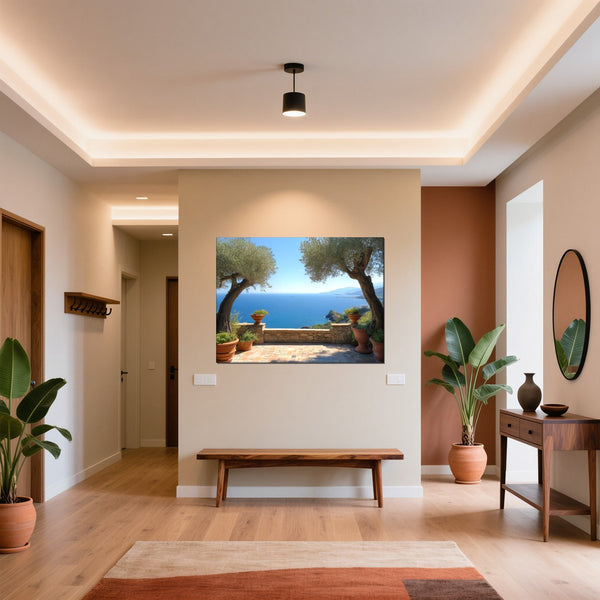 Leinwandbild Mediterrane Aussicht fuer Flur und Eingang warmeFarben Querformat