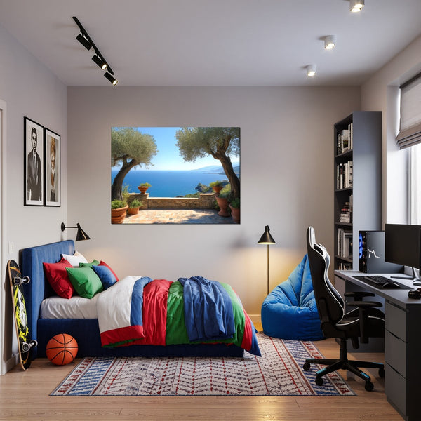 Leinwandbild Mediterrane Aussicht fuer Jugendzimmer warmeFarben Querformat