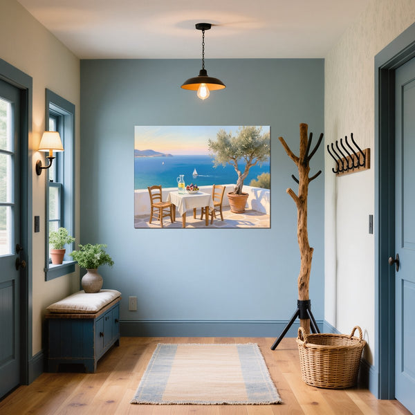 Leinwandbild Mediterrane Traumlandschaft fuer Flur und Eingang blau Querformat