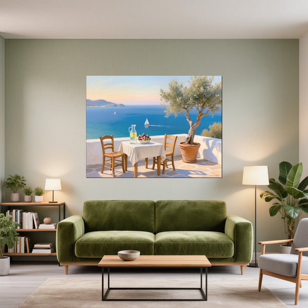 Leinwandbild Mediterrane Traumlandschaft fuer Wohnzimmer gruen Querformat