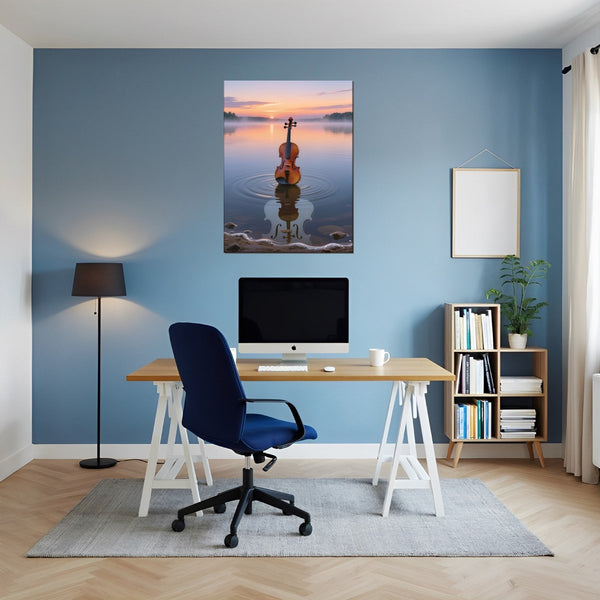 Leinwandbild Melodien des Sonnenaufgangs fuer Buero und Arbeitszimmer blau Hochformat