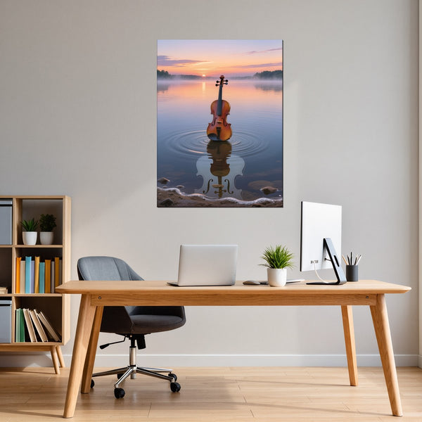 Leinwandbild Melodien des Sonnenaufgangs fuer Buero und Arbeitszimmer warmeFarben Hochformat