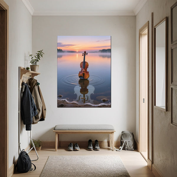 Leinwandbild Melodien des Sonnenaufgangs fuer Flur und Eingang dunkelanthrazit Hochformat