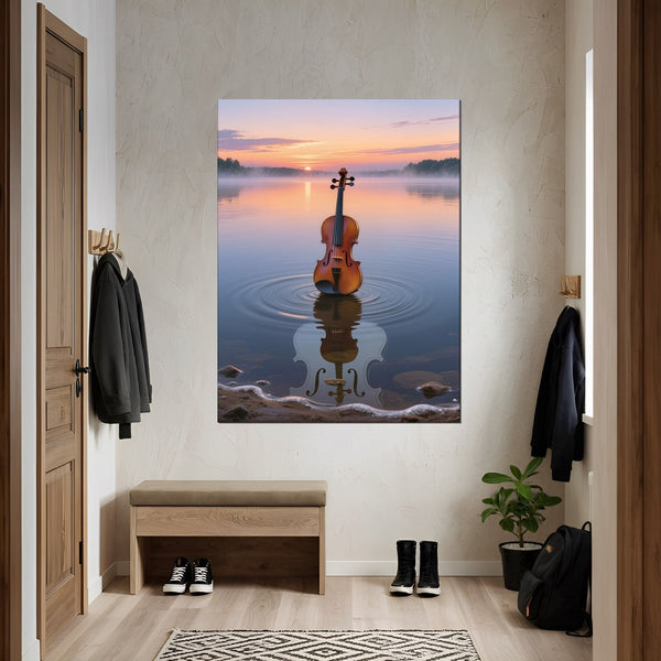 Leinwandbild Melodien des Sonnenaufgangs fuer Flur und Eingang grauoderbeige Hochformat