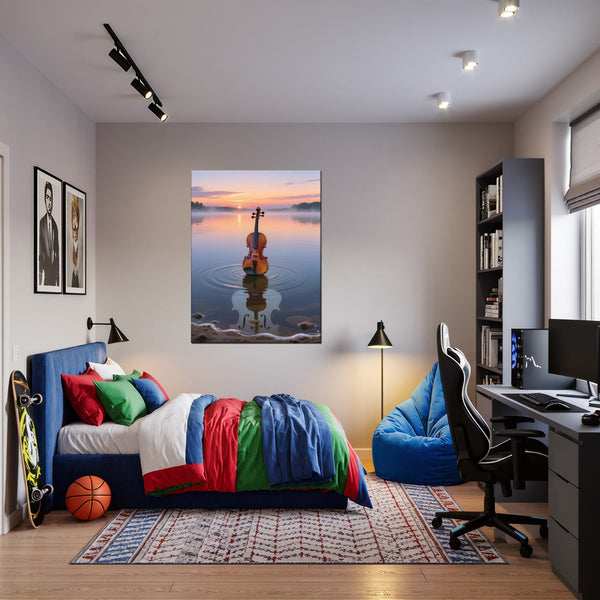 Leinwandbild Melodien des Sonnenaufgangs fuer Jugendzimmer warmeFarben Hochformat