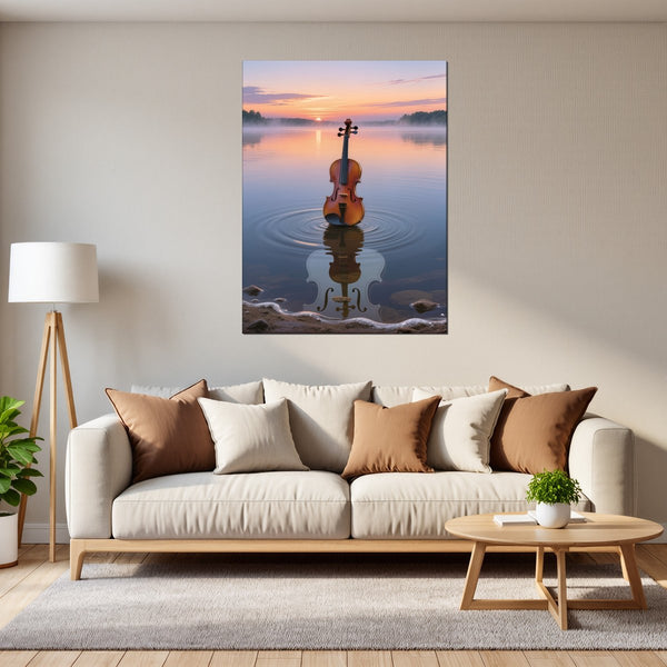 Leinwandbild Melodien des Sonnenaufgangs fuer Wohnzimmer grauoderbeige Hochformat