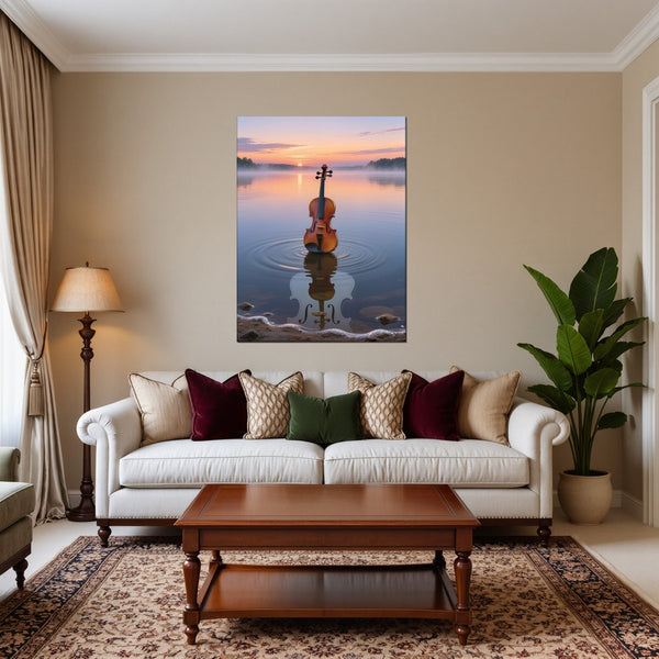 Leinwandbild Melodien des Sonnenaufgangs fuer Wohnzimmer warmeFarben Hochformat