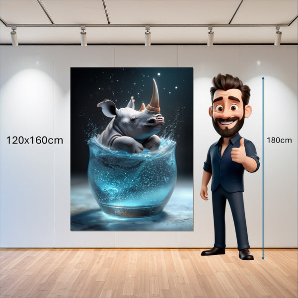 Leinwandbild Rhinoliebe im Glas 120x160 cm Hochformat