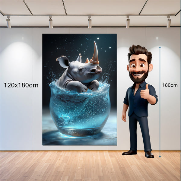 Leinwandbild Rhinoliebe im Glas 120x180 cm Hochformat