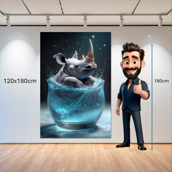 Leinwandbild Rhinoliebe im Glas 120x180 cm Hochformat