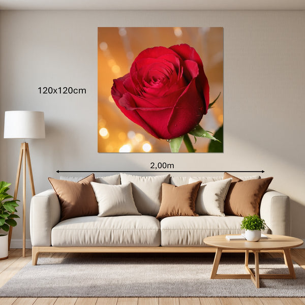 Leinwandbild Rote Rose in voller Blüte B-00017120x120 cm Quadrat