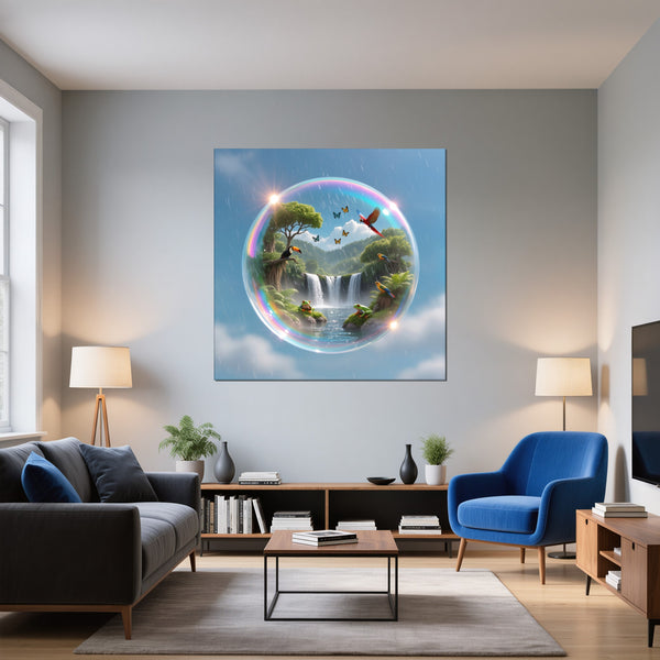 Leinwandbild Tropische Traumwelt fuer Wohnzimmer blau Quadrat