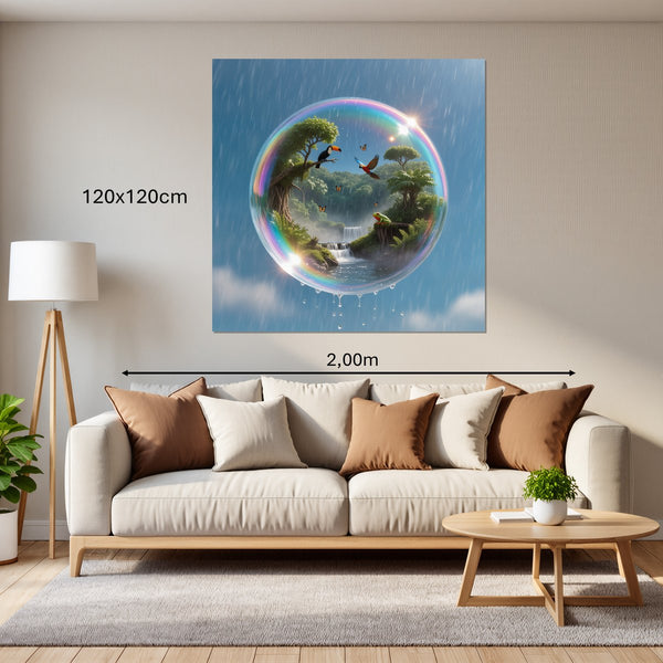Leinwandbild Tropisches Paradies in einer Seifenblase120x120 cm Quadrat