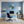 Leinwandbild Tropisches Paradies in einer Seifenblase fuer Buero und Arbeitszimmer blau Quadrat