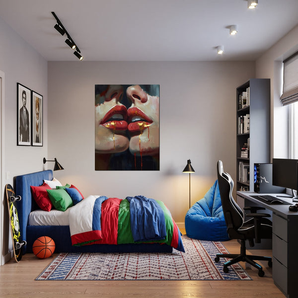 Leinwandbild Verborgene Leidenschaft B-00011 fuer Jugendzimmer dunkelanthrazit Hochformat