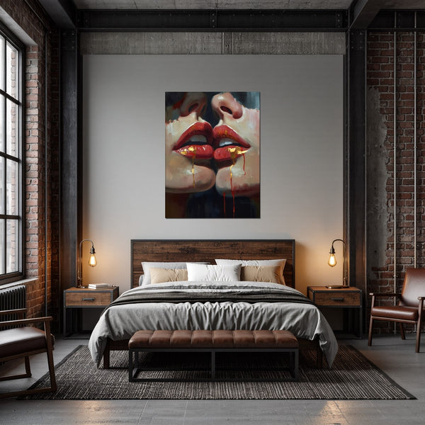 Leinwandbild Verborgene Leidenschaft B-00011 fuer Schlafzimmer dunkelanthrazit Hochformat