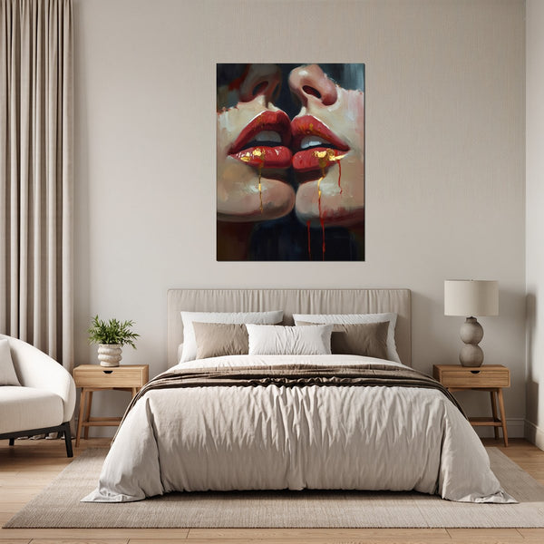 Leinwandbild Verborgene Leidenschaft B-00011 fuer Schlafzimmer grauoderbeige Hochformat