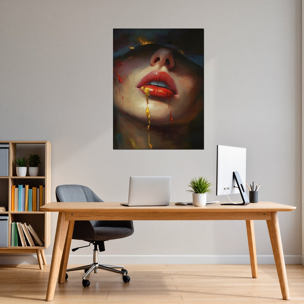 Leinwandbild Verborgene Leidenschaft fuer Buero und Arbeitszimmer warmeFarben Hochformat