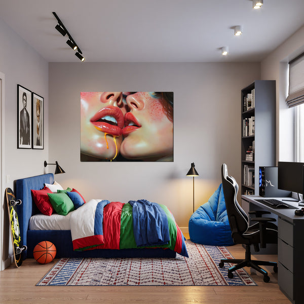 Leinwandbild Verführerische Lippen B-00015 fuer Jugendzimmer warmeFarben Querformat