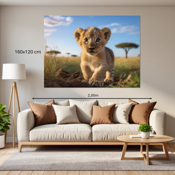 Leinwandbild Verspielter Löwe160x120 cm Querformat