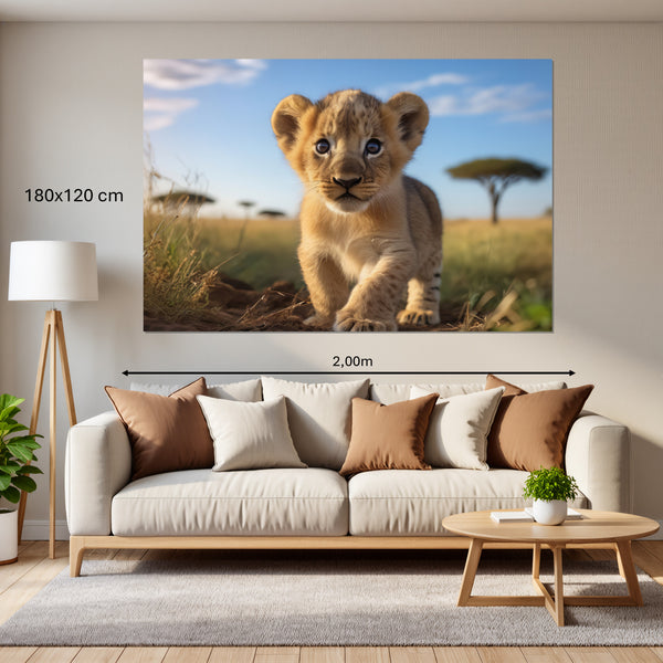 Leinwandbild Verspielter Löwe180x120 cm Querformat