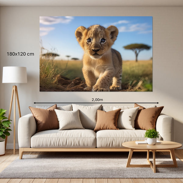 Leinwandbild Verspielter Löwe180x120 cm Querformat
