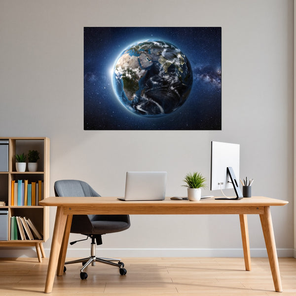 Leinwandbild Weltall und Erde B-00027 fuer Büro- und Arbeitszimmer warmeFarben Querformat
